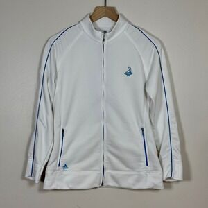 Adidas Women Pinehurst 1895 Climalite Track Jacket M White Blue Full Zip Golf